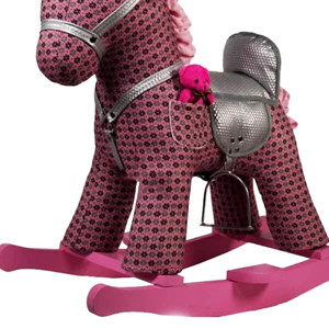 راکر اسب کودک چوبی گلی صورتی - مشکی -اسباب بازی